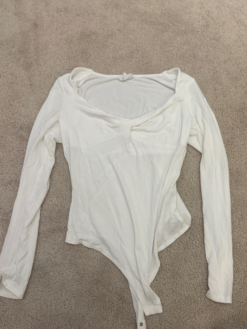 Women's White Long-Sleeve Scoop Neck Bodysuit